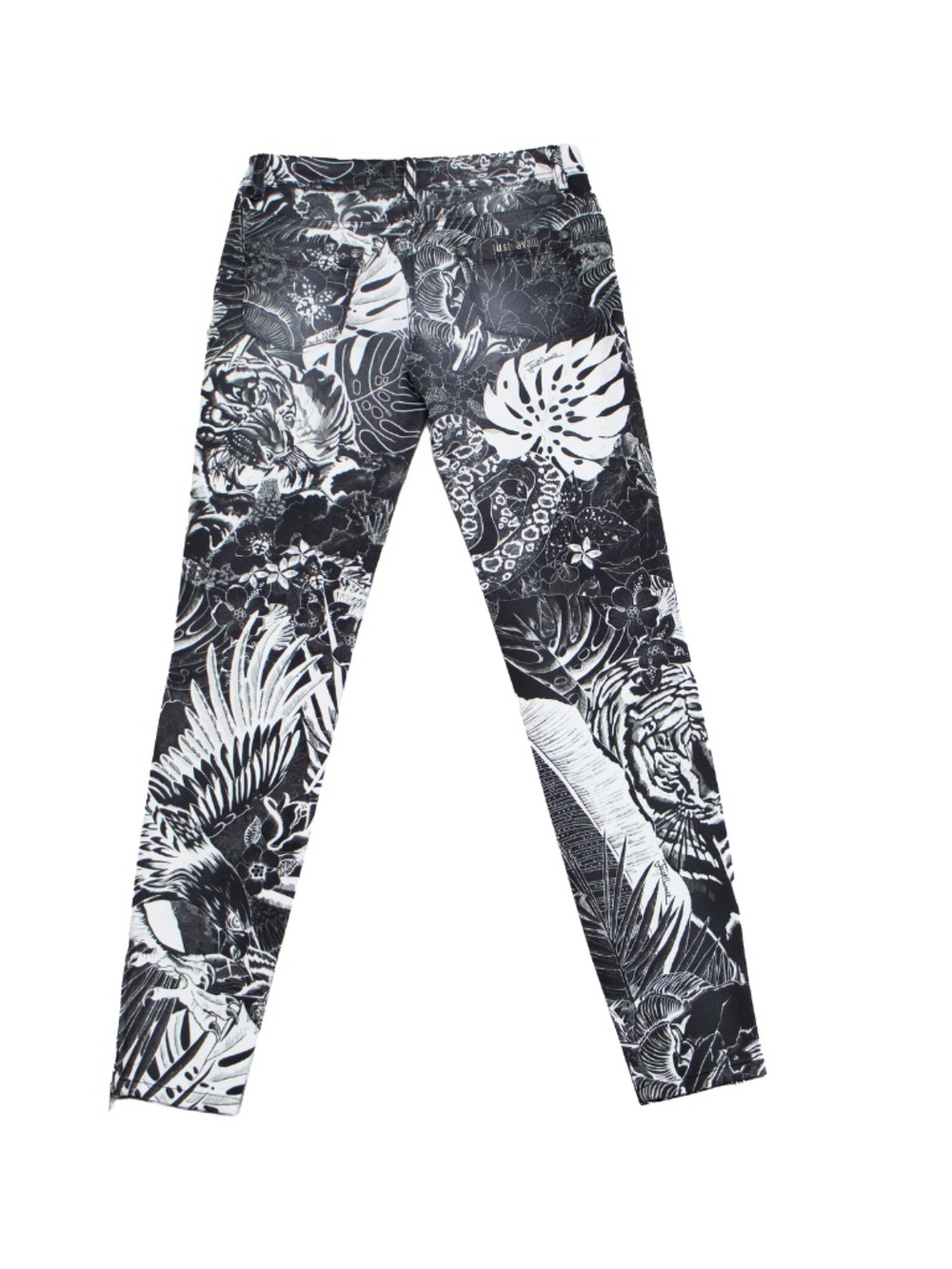 Just Cavalli Luxury Skinny Leg Tiger Print Jeans Black White Size 27 US 4 - Picture 4 of 13
